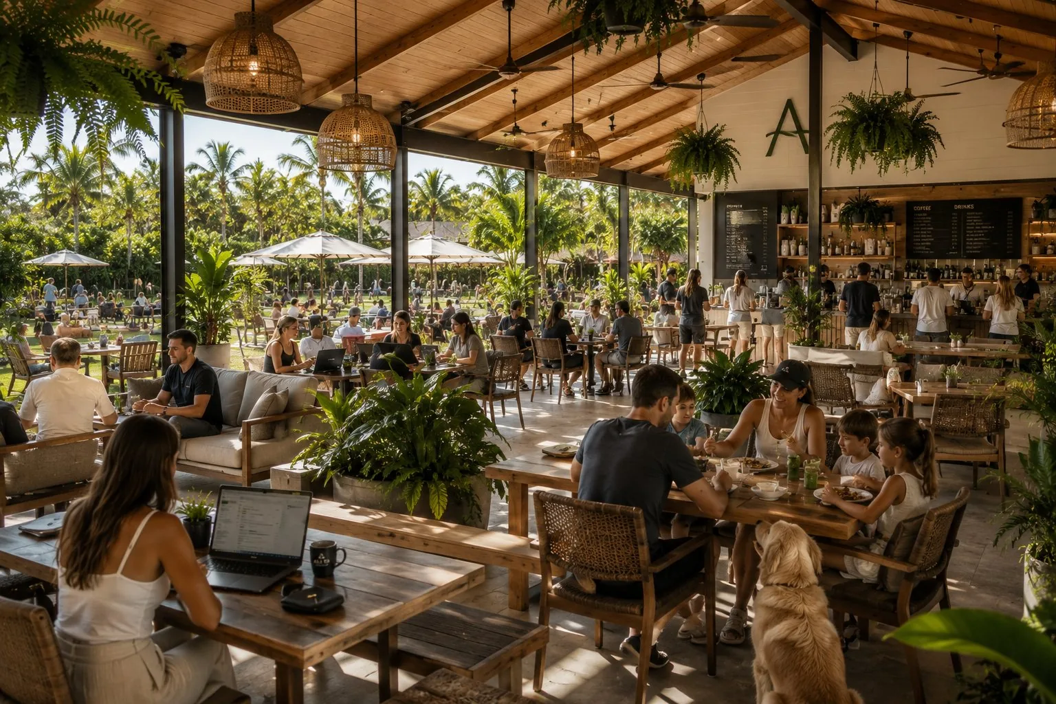 Open-air dining and coworking at Alto